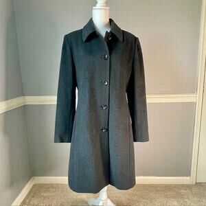 Jones New York 14 Charcoal Wool Blend Coat Tailored Classic Quiet Luxury Preppy